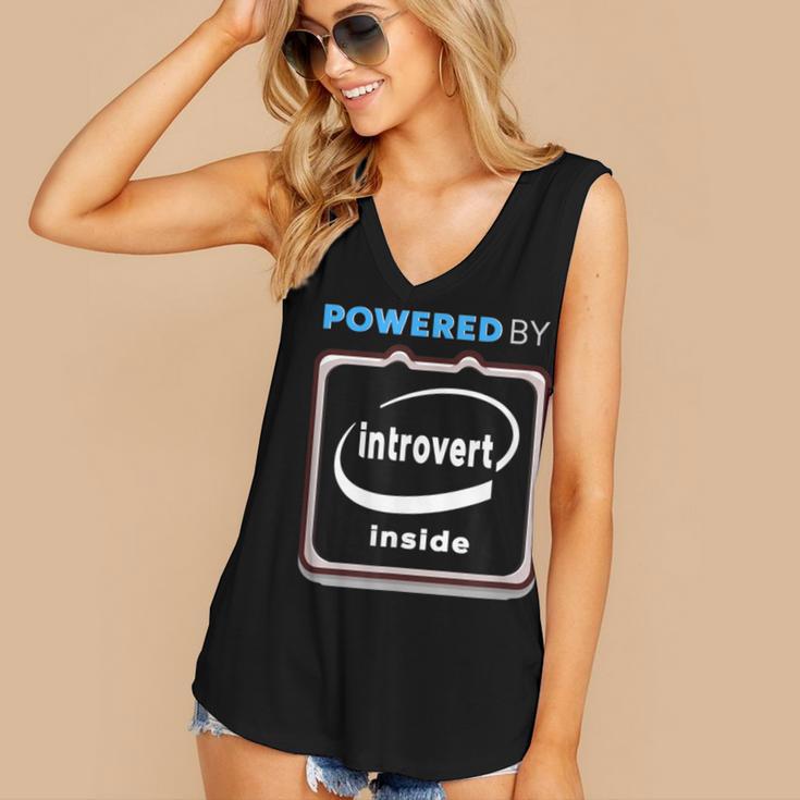 Powered By Introvert Inside Embrace Your Quiet Strength Women's V-Neck Tank Top Powered By Introvert Inside Embrace Your Quiet Strength Women's V-Neck Tank Top