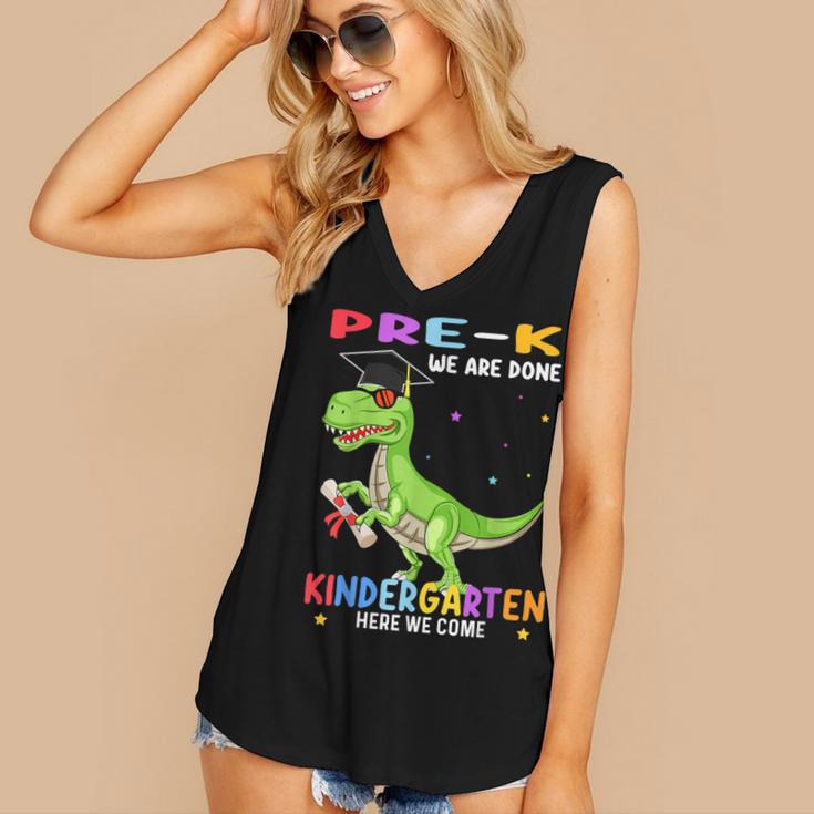Pre k Graduation We Are Done Class 2023 Pre-k Dinosaur Boys Women's V-Neck Tank Top