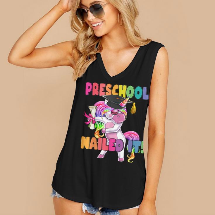 Preschool Nailed It Flossing Unicorn Graduation Shirt Women's V-Neck Tank Top