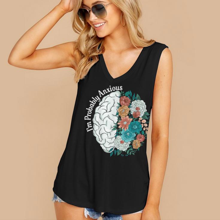 Probably Anxious Mental Health Quote Introverts People Women's V-Neck Tank Top Probably Anxious Mental Health Quote Introverts People Women's V-Neck Tank Top