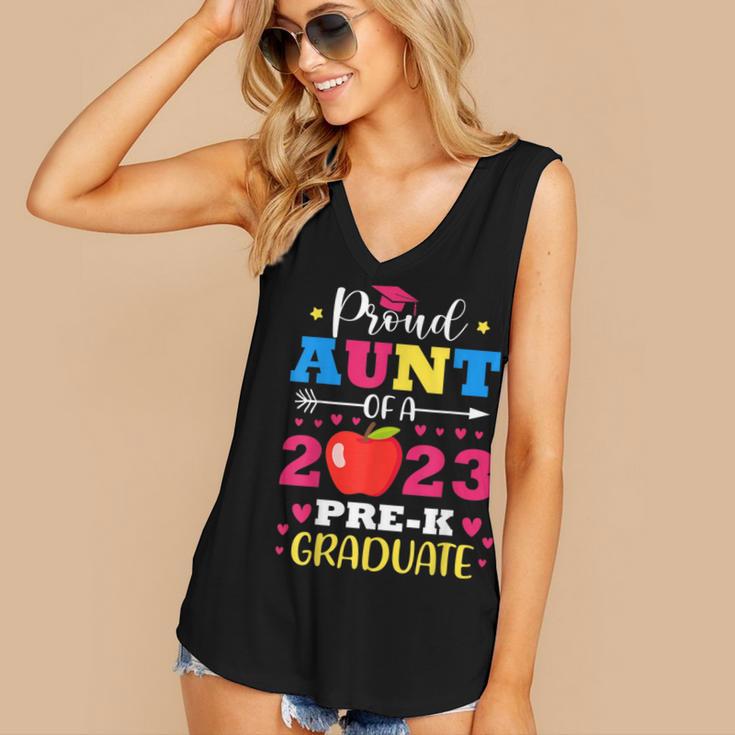 Proud Aunt Of 2023 Pre-K Graduate Senior Graduation Matching Women's V-Neck Tank Top