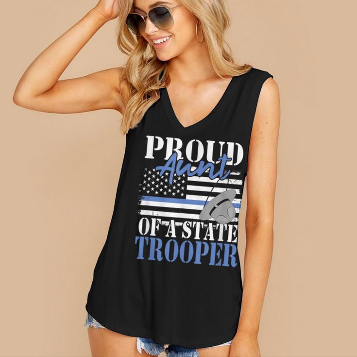 Proud Aunt Of a State Trooper Police Officer Graduation Women's V-Neck Tank Top