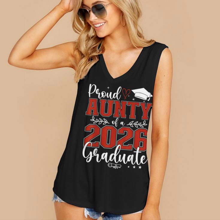 Proud Aunty Of a Class Of 2026 Graduate Senior Graduation Women's V-Neck Tank Top