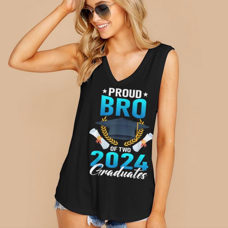 Proud Brother Of Two 2024 Graduates Twin Family Graduation Women's V-Neck Tank Top