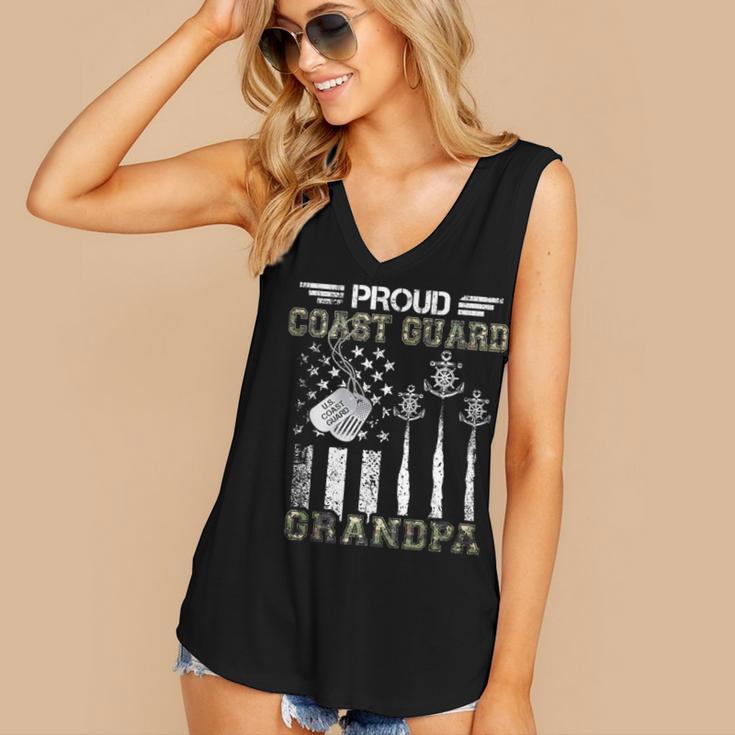Proud Coast Guard Grandpa US Coast Guard Graduation Grandpa Women's V-Neck Tank Top