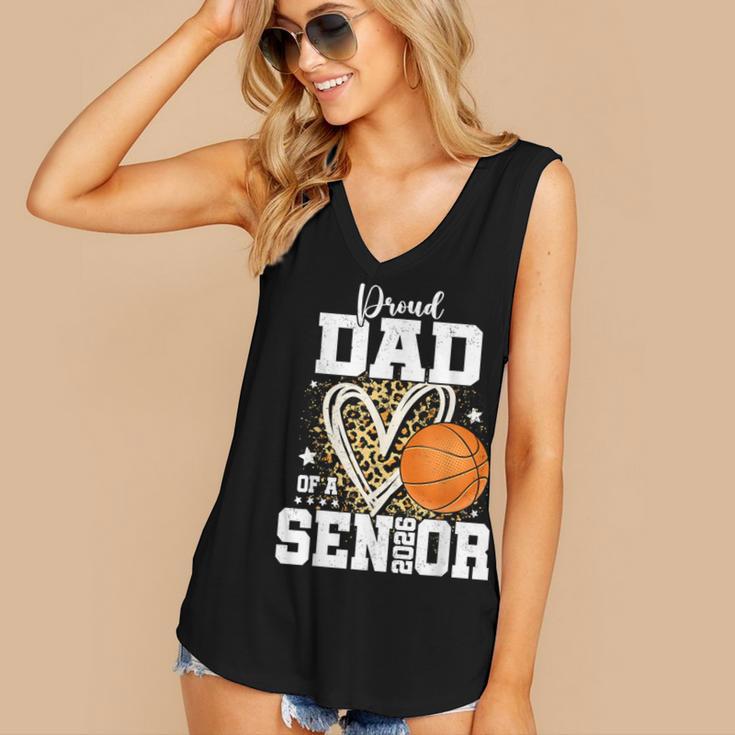 Proud Dad Of A 2026 Senior Basketball Graduation Leopard Women's V-Neck Tank Top