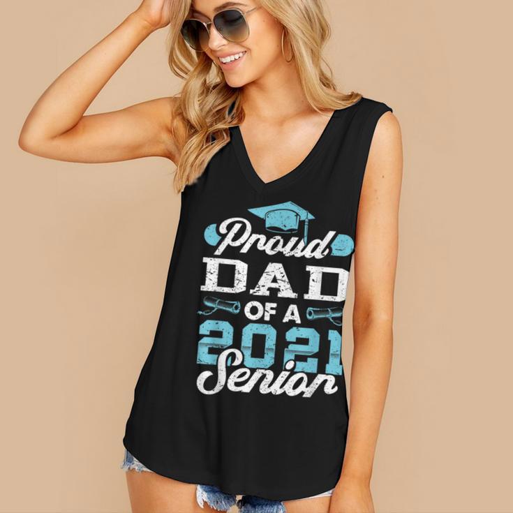 Proud Dad Of a Class Of 2021 Senior Graduate Graduation Women's V-Neck Tank Top