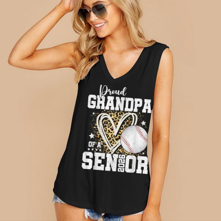 Proud Grandpa Of A 2026 Senior Baseball Graduation Leopard Women's V-Neck Tank Top