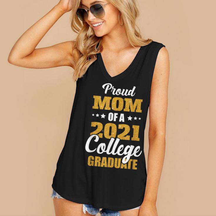 Proud Mom Of A 2021 College Graduate Senior Graduation Women's V-Neck Tank Top
