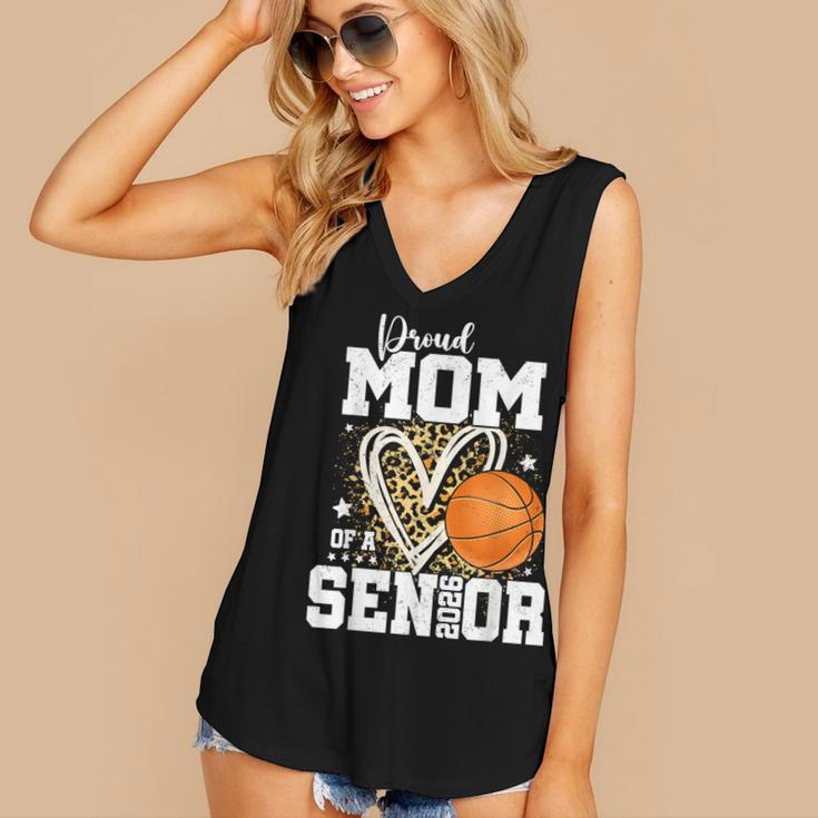 Proud Mom Of A 2026 Senior Basketball Graduation Leopard Women's V-Neck Tank Top