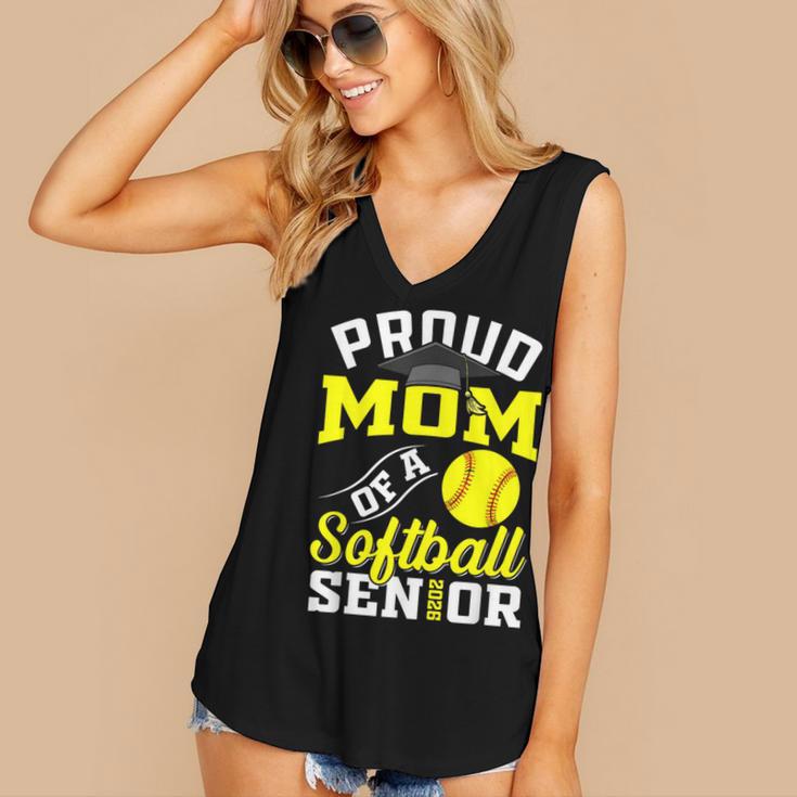 Proud Mom Of a Softball Senior Class Of 2026 Graduation Women's V-Neck Tank Top