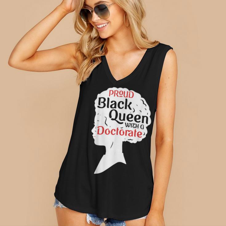 Proud Queen Shirt PhD Graduation Afro Doctorate Women's V-Neck Tank Top
