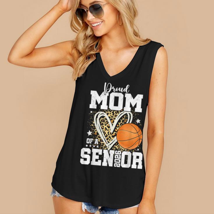 Proud Senior Mom Class Of 2026 Basketball Graduation Leopard Women's V-Neck Tank Top