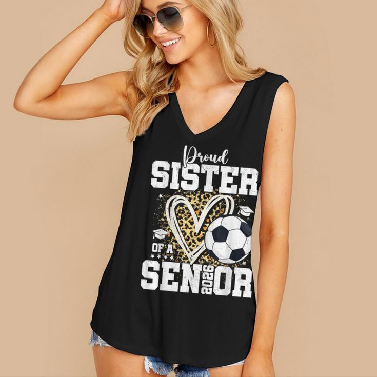 Proud Sister Of A 2026 Senior Soccer Graduation Leopard Women's V-Neck Tank Top