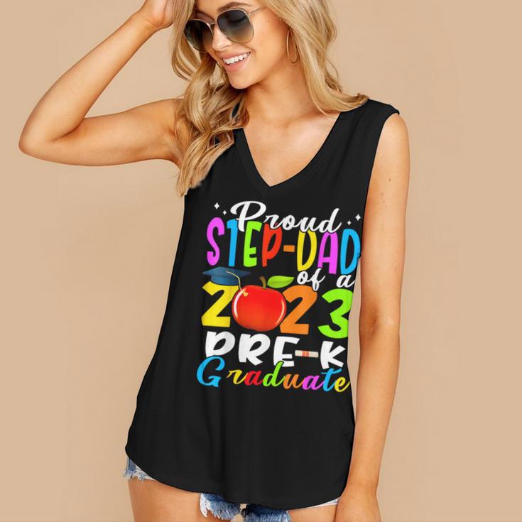 Proud Step-Dad Of 2023 Pre-K Graduate Fathers Day Graduation Women's V-Neck Tank Top