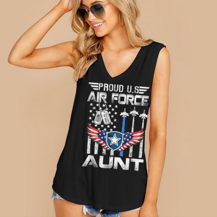 Proud US Air Force Aunt Flag Air Force Graduation Aunt Tee Women's V-Neck Tank Top