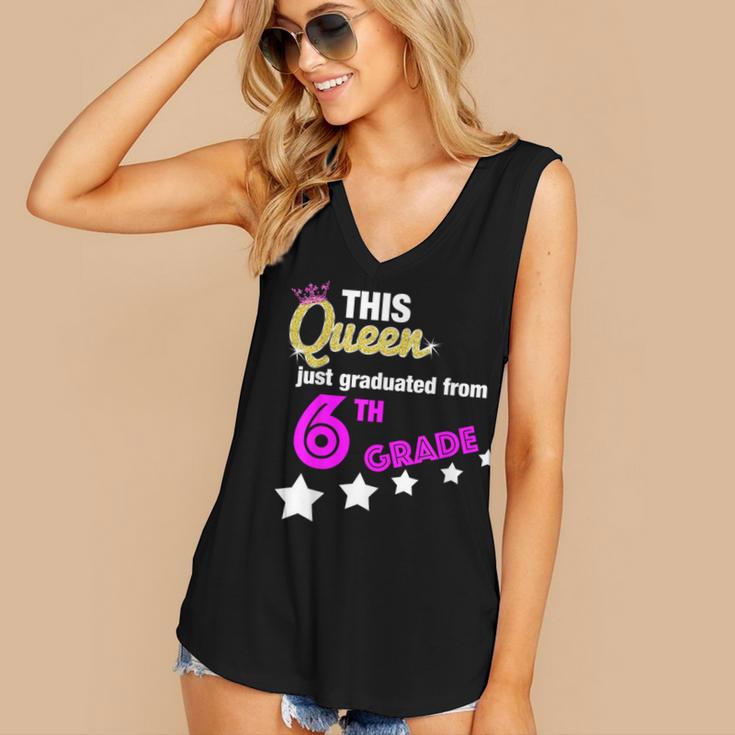 Queen 6th Grade Graduation For Girls Women's V-Neck Tank Top