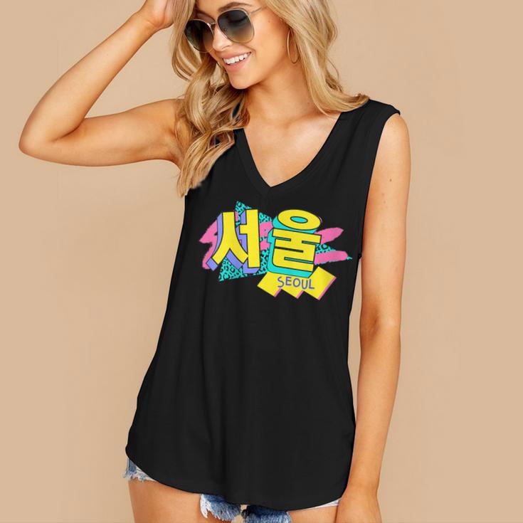 Rad Retro Seoul 90s Style Vintage South Korea 90s Nostalgia Women's V-Neck Tank Top Rad Retro Seoul 90s Style Vintage South Korea 90s Nostalgia Women's V-Neck Tank Top
