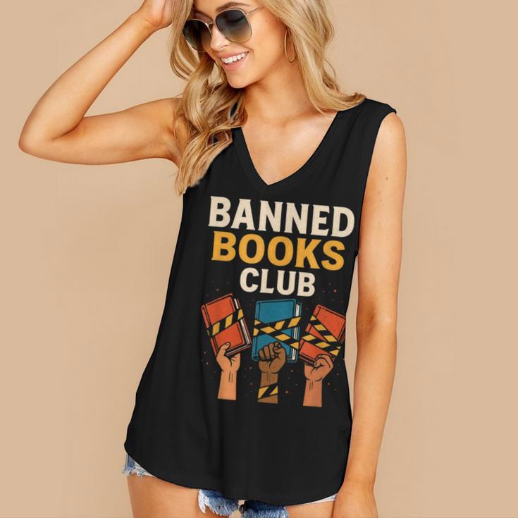 Read Banned Books Club Freely Anti-Censorship Librarian Women's V-Neck Tank Top