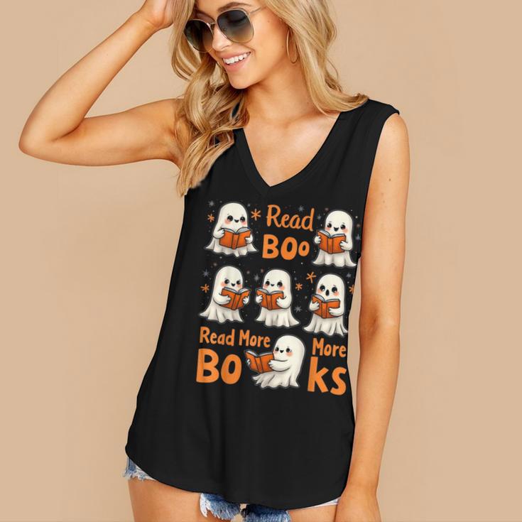 Read Boo KS Read More Bo KS Cute Ghost Reading Book Women's V-Neck Tank Top