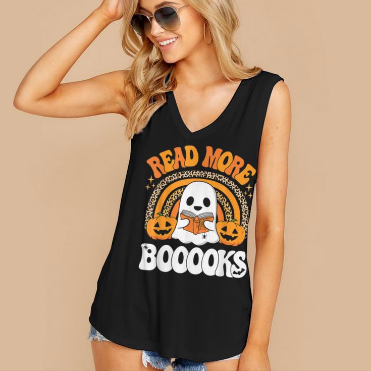 Read More Books Booooks Ghost Pumpkin Cute Teacher Halloween Women's V-Neck Tank Top Read More Books Booooks Ghost Pumpkin Cute Teacher Halloween Women's V-Neck Tank Top