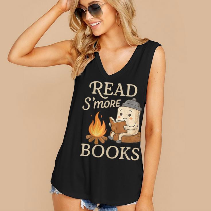 Read S'More Books Campfire Reading Book Lovers Camper Women's V-Neck Tank Top
