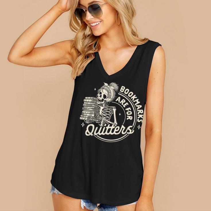 Reading Book Bookish Book Club Bookmarks Are For Quitters Women's V-Neck Tank Top