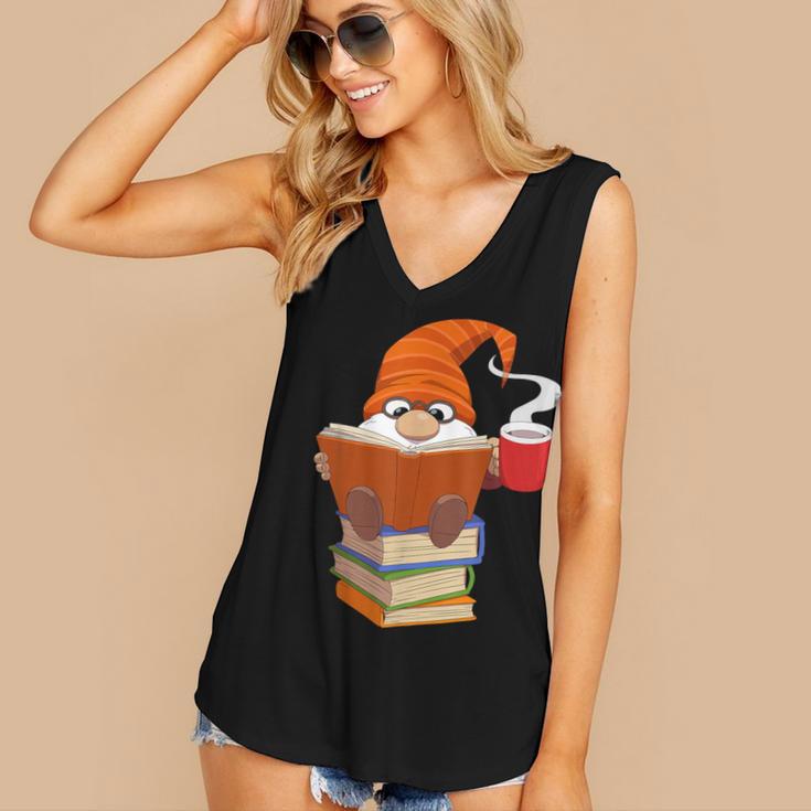 Reading Lover Book Graphic Gnome Women's V-Neck Tank Top
