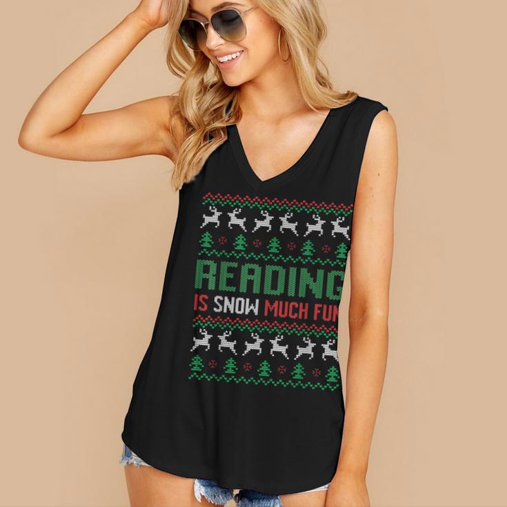 Reading Is Snow Much Fun Winter Bookworm Reading Book Lovers Women's V-Neck Tank Top