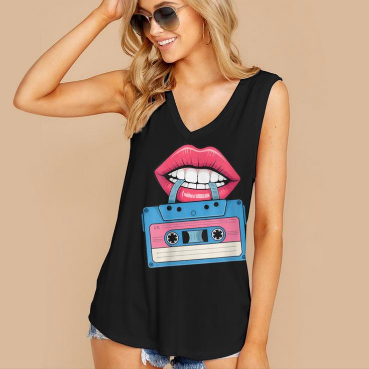 Retro 80s And 90s Cassette Perfect For Nostalgia Women's V-Neck Tank Top Retro 80s And 90s Cassette Perfect For Nostalgia Women's V-Neck Tank Top