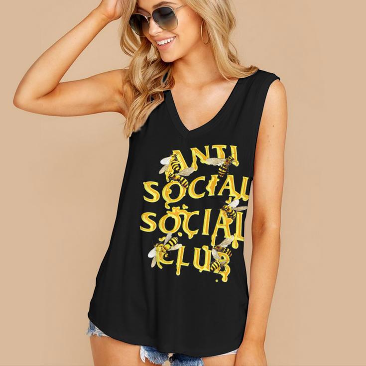 Retro Anti Social Club Bees Introvert Women Men Women's V-Neck Tank Top