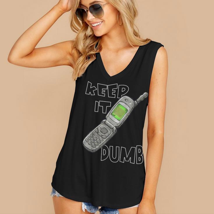 Retro Dumb Flip Phone Vintage 90s Y2K Tech Nostalgia Women's V-Neck Tank Top
