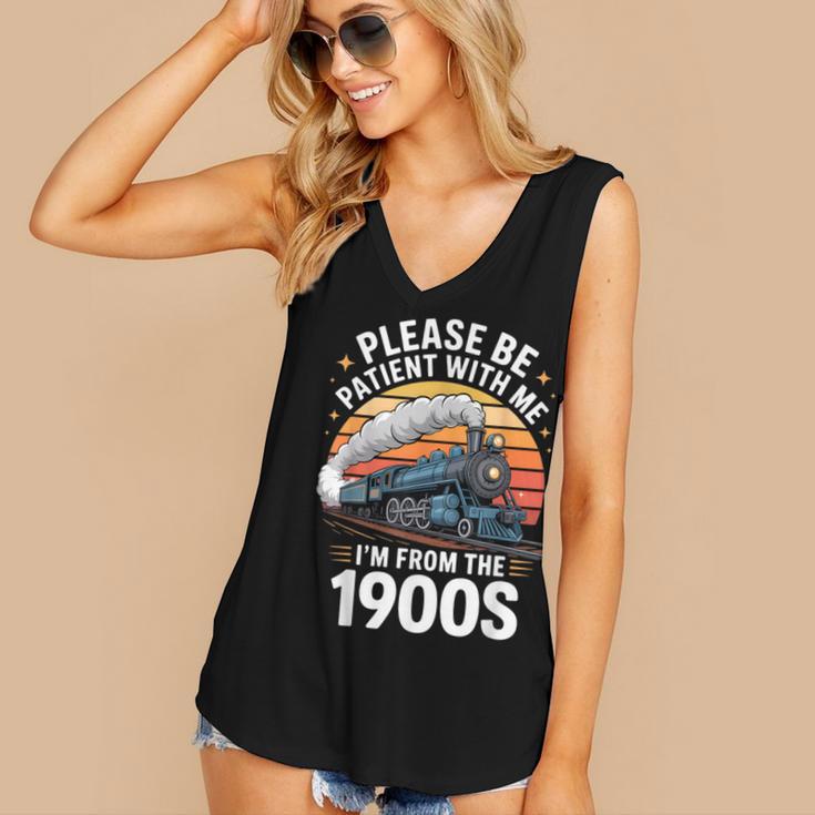 Retro Please Be Patient With Me I'm From The 1900s Train Women's V-Neck Tank Top Retro Please Be Patient With Me I'm From The 1900s Train Women's V-Neck Tank Top