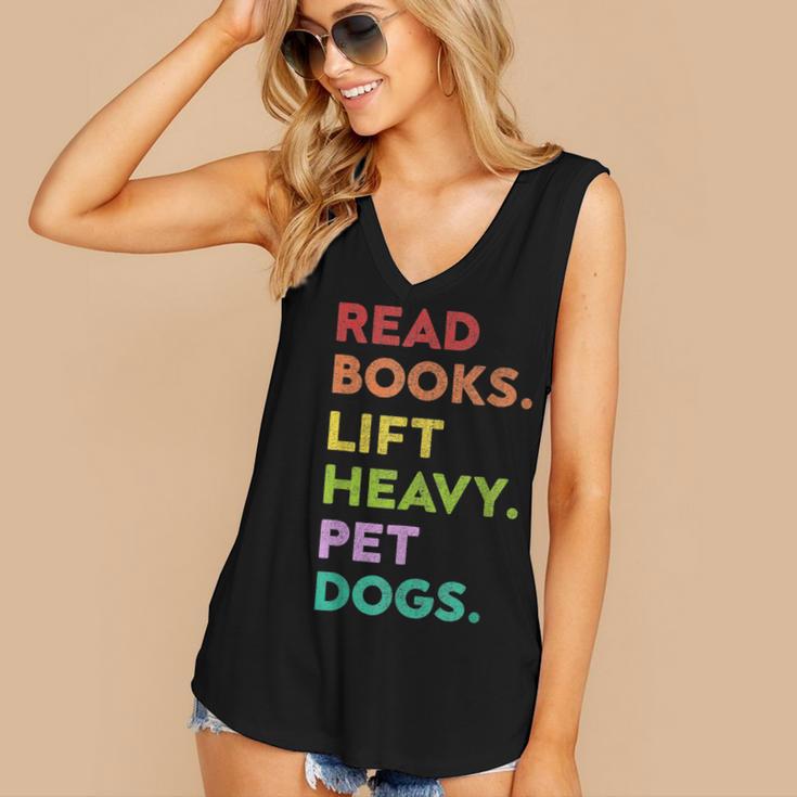 Retro Read Books Lift Heavy Pet Dogs Gym Book Lover Women's V-Neck Tank Top Retro Read Books Lift Heavy Pet Dogs Gym Book Lover Women's V-Neck Tank Top