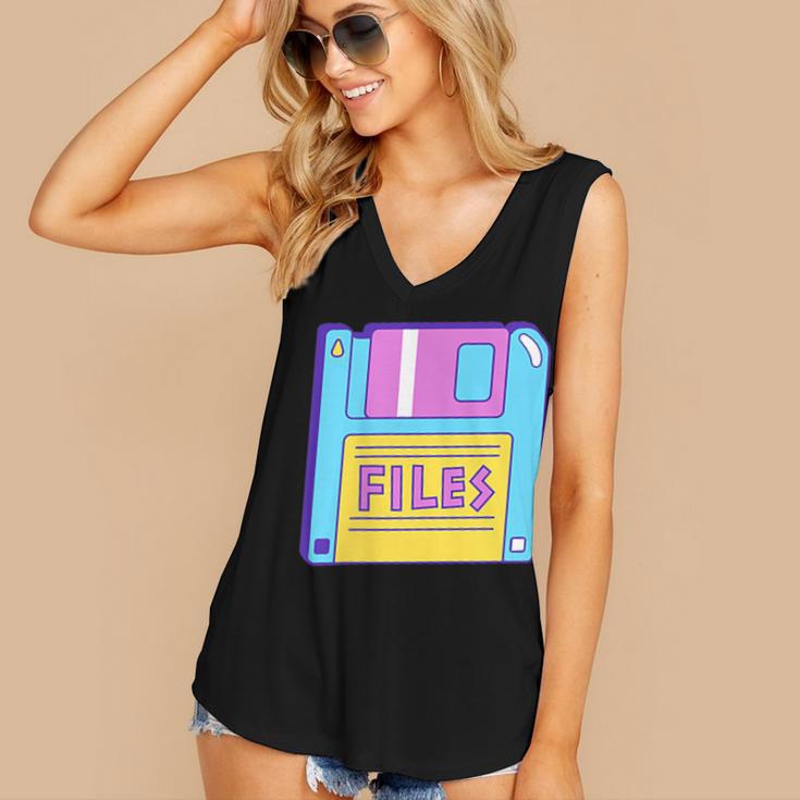 Retro TechnologyOld School Floppy Nostalgia 90s Generation Women's V-Neck Tank Top