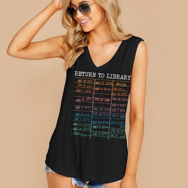 Return To Library Card Book Due Date Bookish Reading Women's V-Neck Tank Top