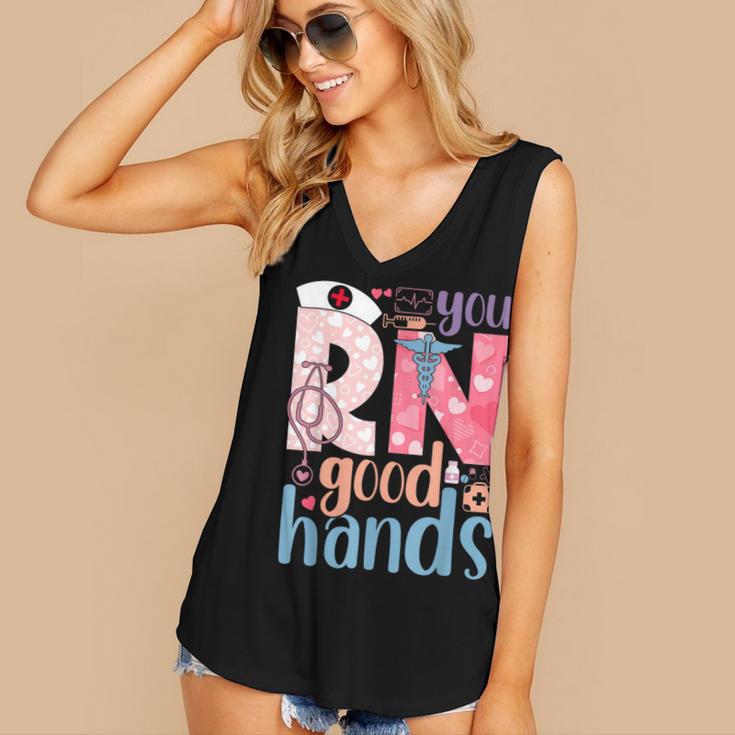 You RN Good Hands Cute Nurse Nursing Student Graduation Women's V-Neck Tank Top
