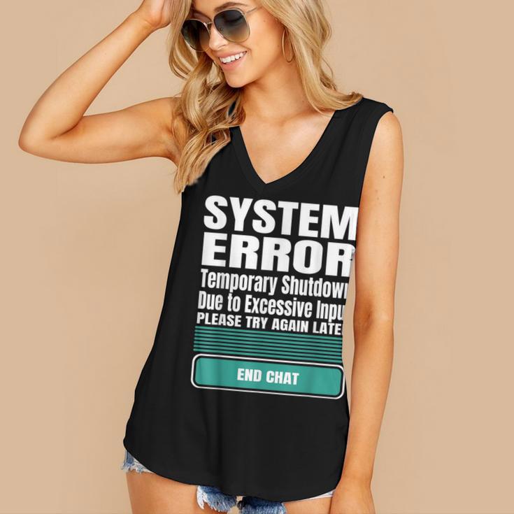 Sarcastic Apparel For Antisocial Introverts System Error Women's V-Neck Tank Top Sarcastic Apparel For Antisocial Introverts System Error Women's V-Neck Tank Top