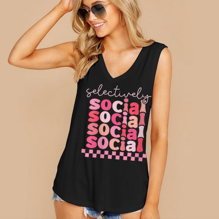 Selectively Social Sarcastic Introvert Humor Women's V-Neck Tank Top Selectively Social Sarcastic Introvert Humor Women's V-Neck Tank Top