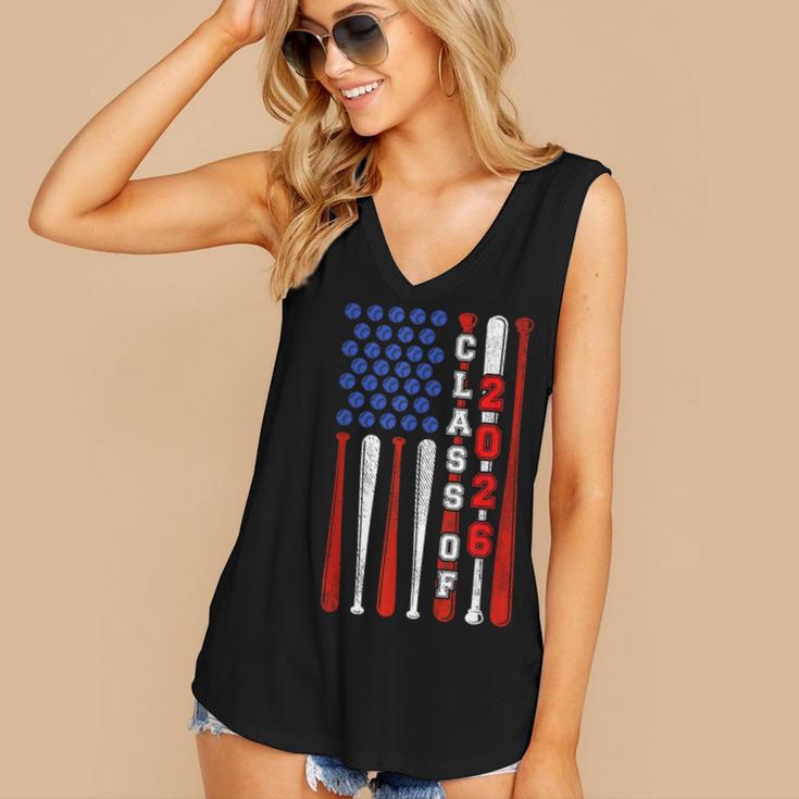 Senior 2026 Baseball American Flag Class Of 2026 Graduation Women's V-Neck Tank Top