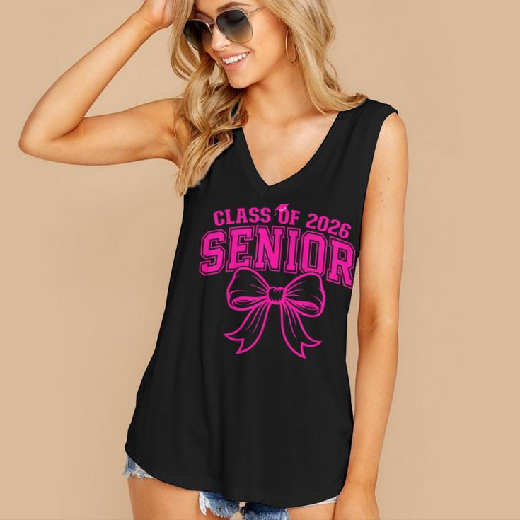 Senior Class Of 2026 Coquette Pink Bow Graduation 2026 Women's V-Neck Tank Top