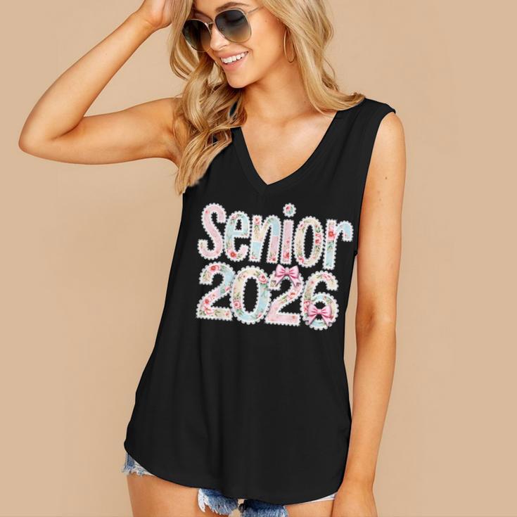 Senior Class Of 2026 Graduation 2026 Coquette Pink Bow Cute Women's V-Neck Tank Top