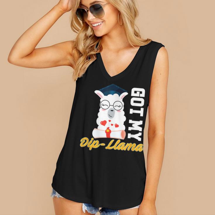 Senior Graduation TShirt 2019 Got My Dip-Llama Diploma Shirt Women's V-Neck Tank Top