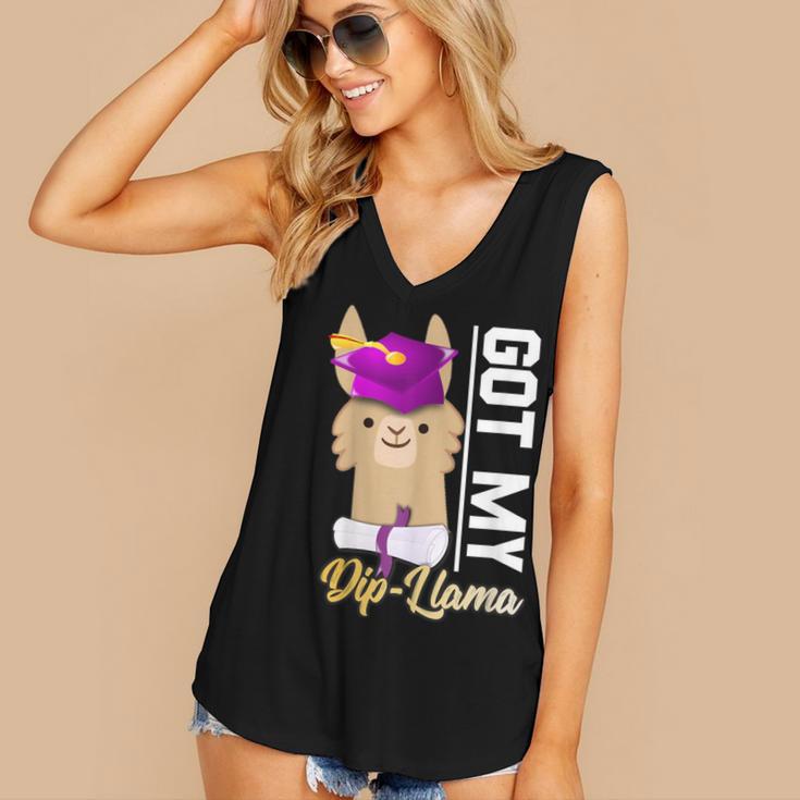 Senior Graduation TShirt 2019 Got My Diploma Llama Pun Shirt Women's V-Neck Tank Top