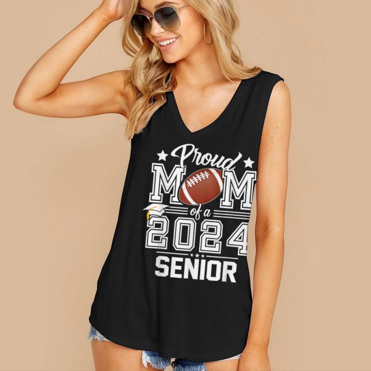 Senior Mom Class Of 2024 Football Proud Mom Graduation Women's V-Neck Tank Top