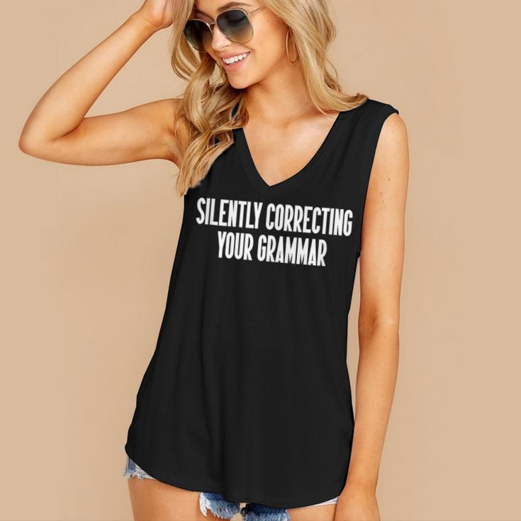 Silently Correcting Your Grammar Introvert Women's V-Neck Tank Top