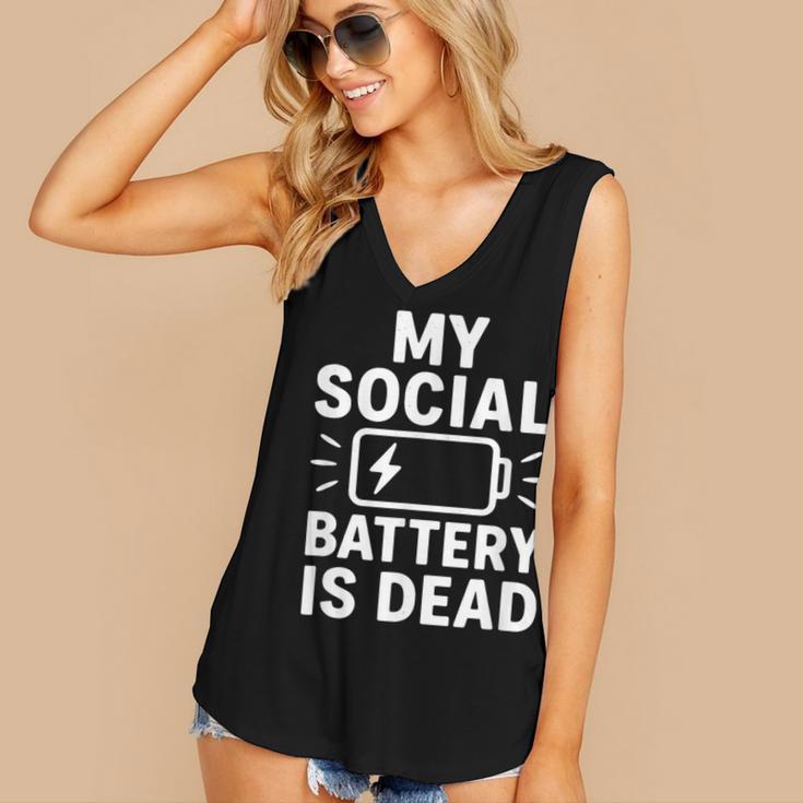My Social Battery Is Dead Introvert Quote Women's V-Neck Tank Top My Social Battery Is Dead Introvert Quote Women's V-Neck Tank Top