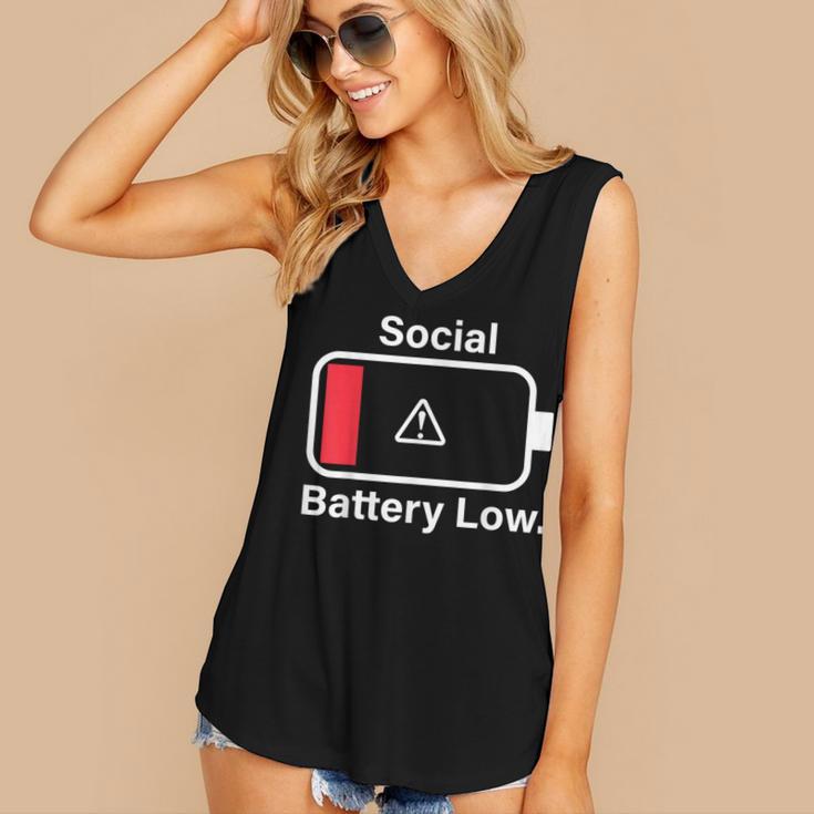 Social Battery Low Anti-Social Introvert Women's V-Neck Tank Top Social Battery Low Anti-Social Introvert Women's V-Neck Tank Top