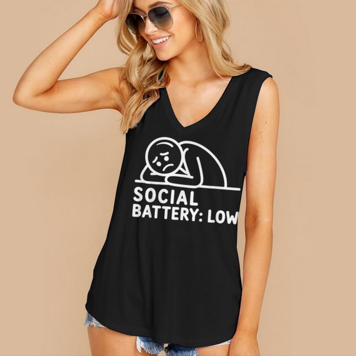 Social Battery Low Apparel Introvert Humor Women's V-Neck Tank Top Social Battery Low Apparel Introvert Humor Women's V-Neck Tank Top