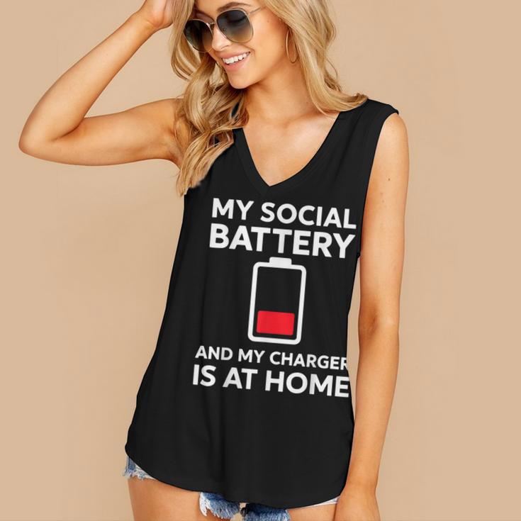 Social Battery Low Charger At Home Antisocial Introvert Women's V-Neck Tank Top Social Battery Low Charger At Home Antisocial Introvert Women's V-Neck Tank Top